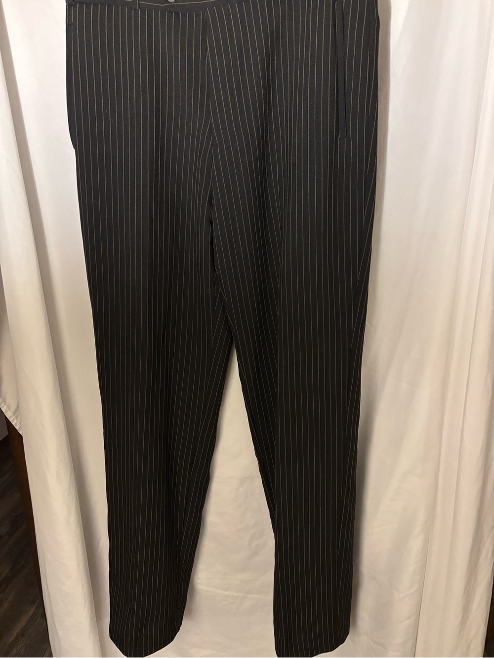 Men's Black Pinstripe Dress Trousers
